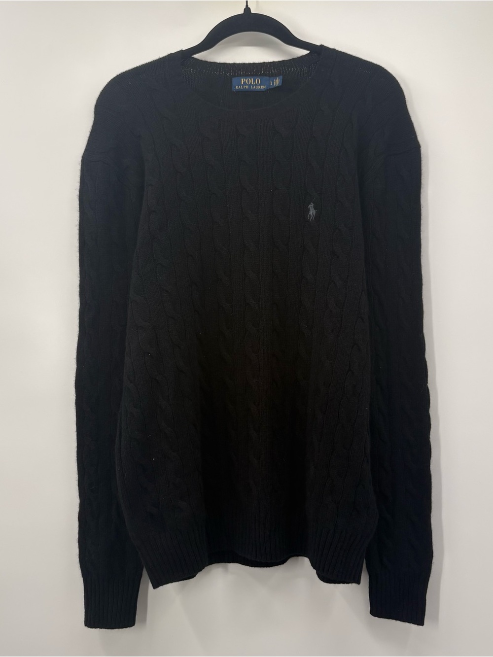 Polo by Ralph Lauren Black Cable Crewneck Sweater